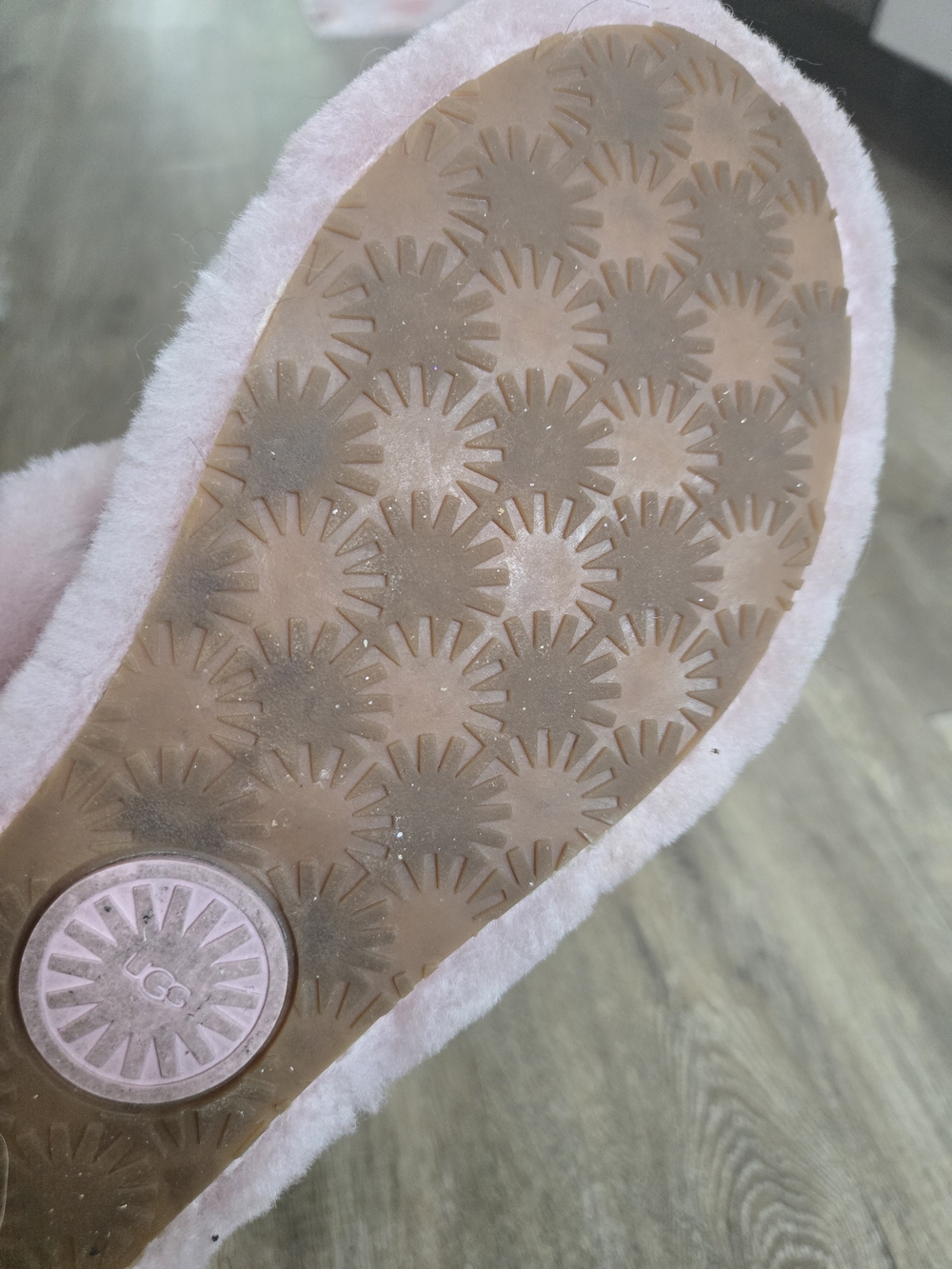 UGG Women's Pink Shearling Slip-On Slippers